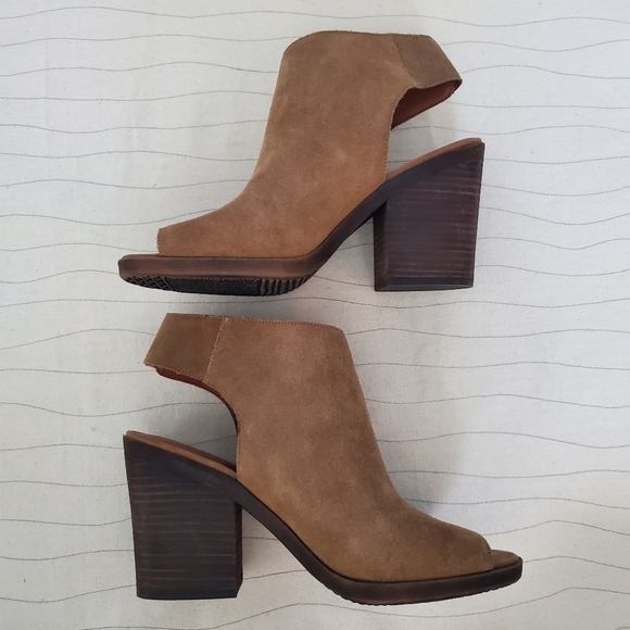 Lucky Brand Womens Brown Suede Leather Open Toe Sling Back Heels Shoes Size 10 - Picture 7 of 11